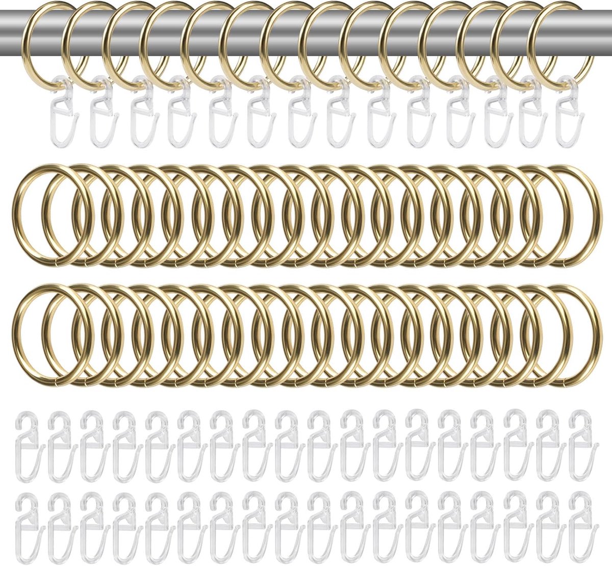 Gordijnringen 30mm - Metaal - Inclusief haken - Perfect voor raamdecoratie - ShopVlot