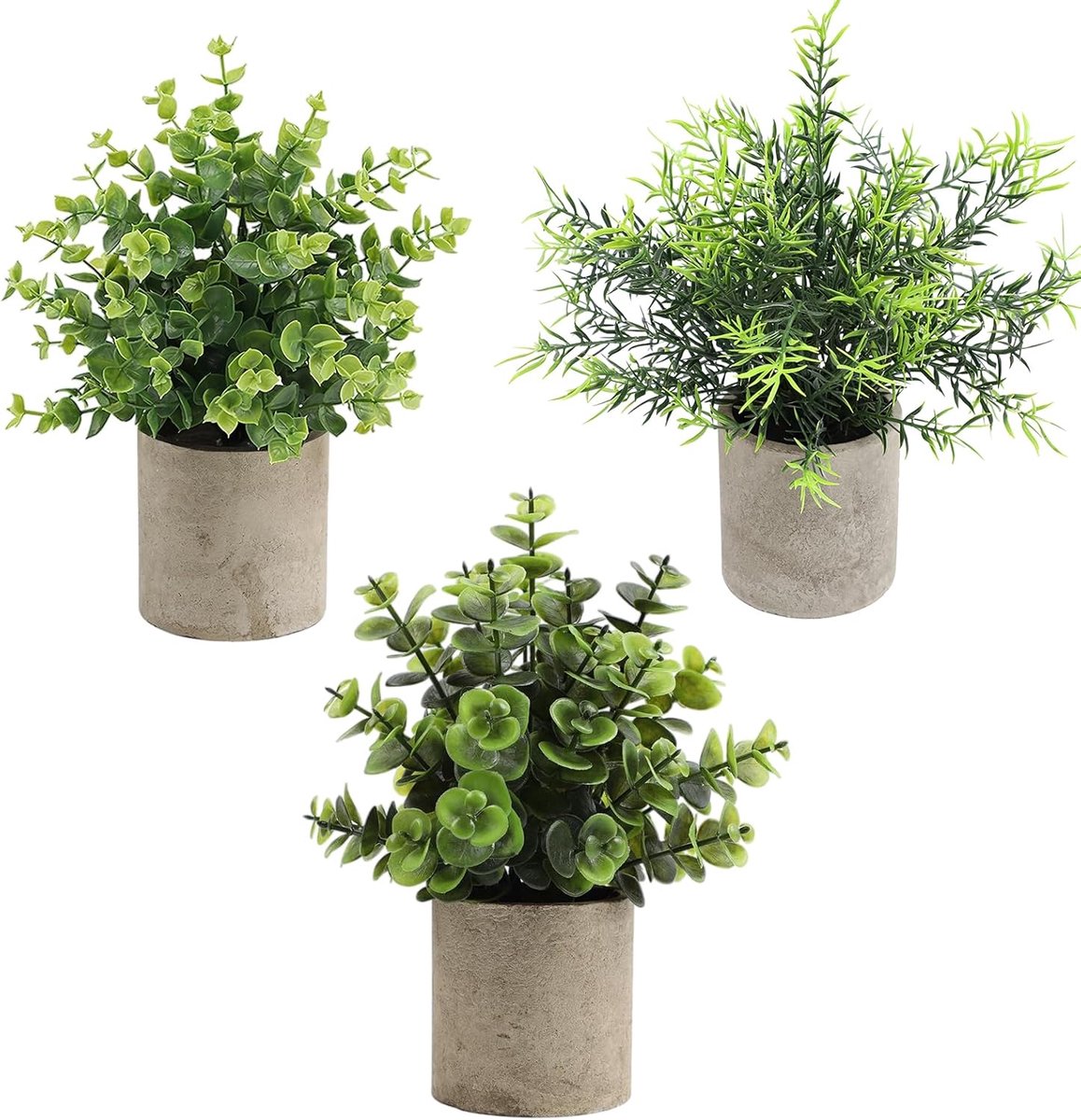 SnelShoppen - Set van 3 Mini Kunstplanten in Potten, Onderhoudsvrije Decoratie voor Thuis en Kantoor, Ideaal voor Tafel, Woonkamer en Balkon, Duurzaam