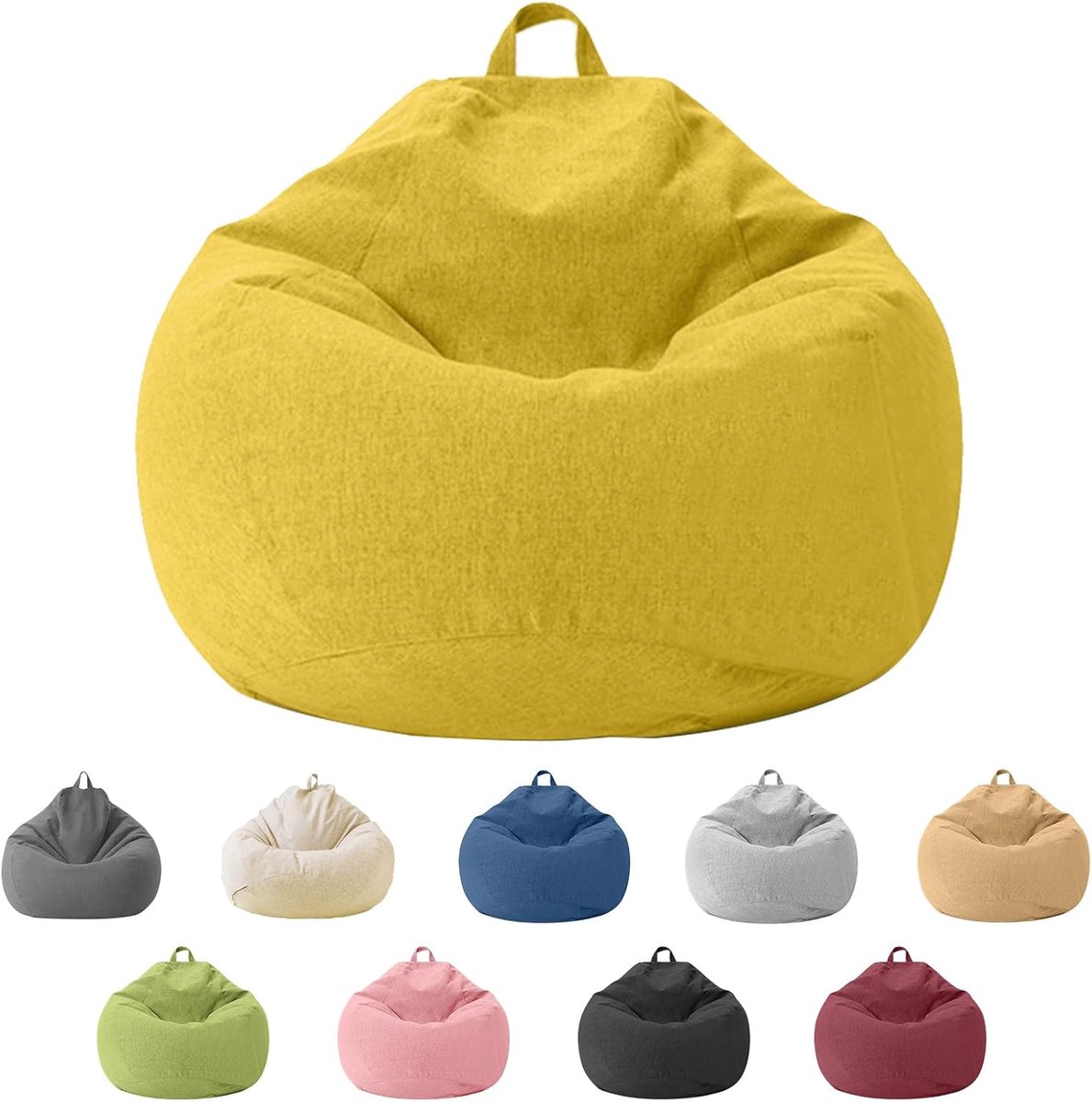SnelShoppen - Bean Bag Stoel voor Kinderen en Volwassenen, Alleen Cover (zonder Vulling), Zitzak voor Slaapkamer, Kantoor, Woonkamer, Tuin (Geel, XL)