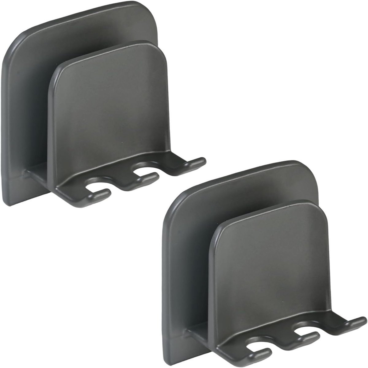 Toothbrushhouder wandmontage - 2 stuks - grijs kunststof en aluminium - hygiënisch en ruimtebesparend - ShopVlot