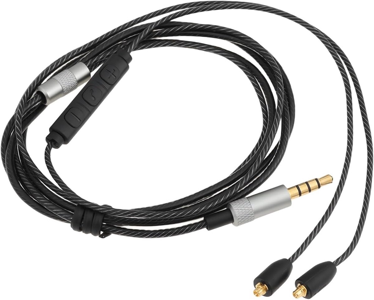 SnelShoppen - 3.5mm Audiokabel met Microfoon en Volume Controle, Compatibel met MMCX Hoofdtelefoons, Ideaal voor Muziek, Thuisgebruik en Mobiele Appar