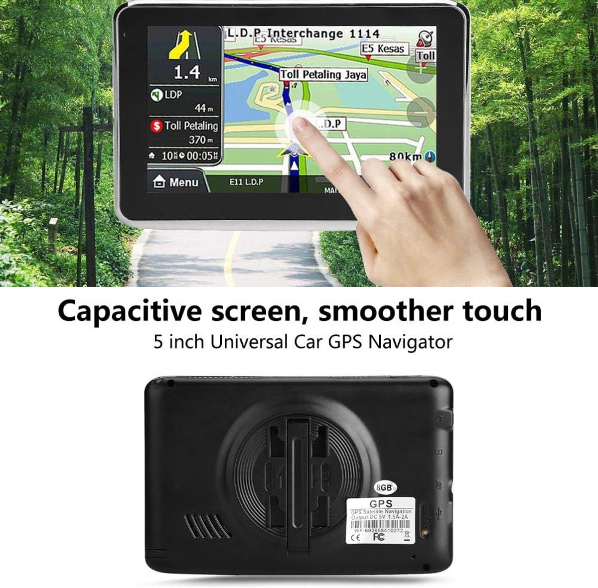 SnelShoppen - 5 Inch Universele Auto Navigator GPS Navigatiesysteem met 8G Geheugen, 2018 Europa Kaart, MP3, FM, Capacitive Touchscreen, Vervangingson – foto 3