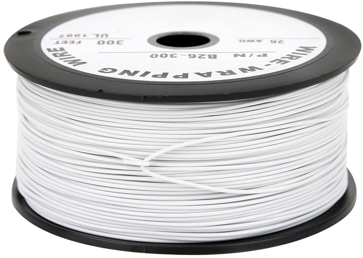SnelShoppen - 26AWG Silicone Draad Kabels 100M UL1007 Elektrische Luchtvaartkabel Gestrande Witte Haakdraad voor Elektronica en DIY Projecten