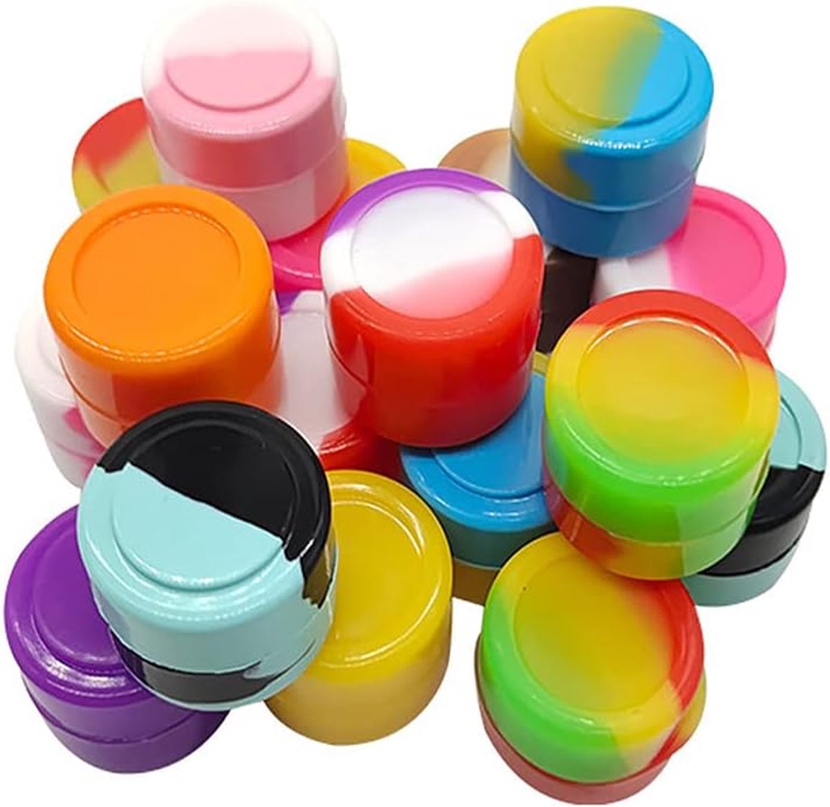 SnelShoppen - 10 Stuks Lege Monsters Jars Mini Siliconen Containers, 2ML Antikleef Wax Containers voor Essentiële Olie Verpakking Rond voor Olie Wax C