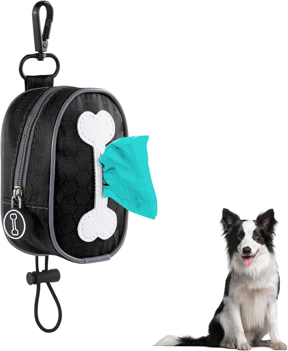 SnelShoppen - Voedertas voor honden met metalen clip, waterdichte hondensnoepzak met elastische touwhanger, handige traktatiezak voor hondentraining (