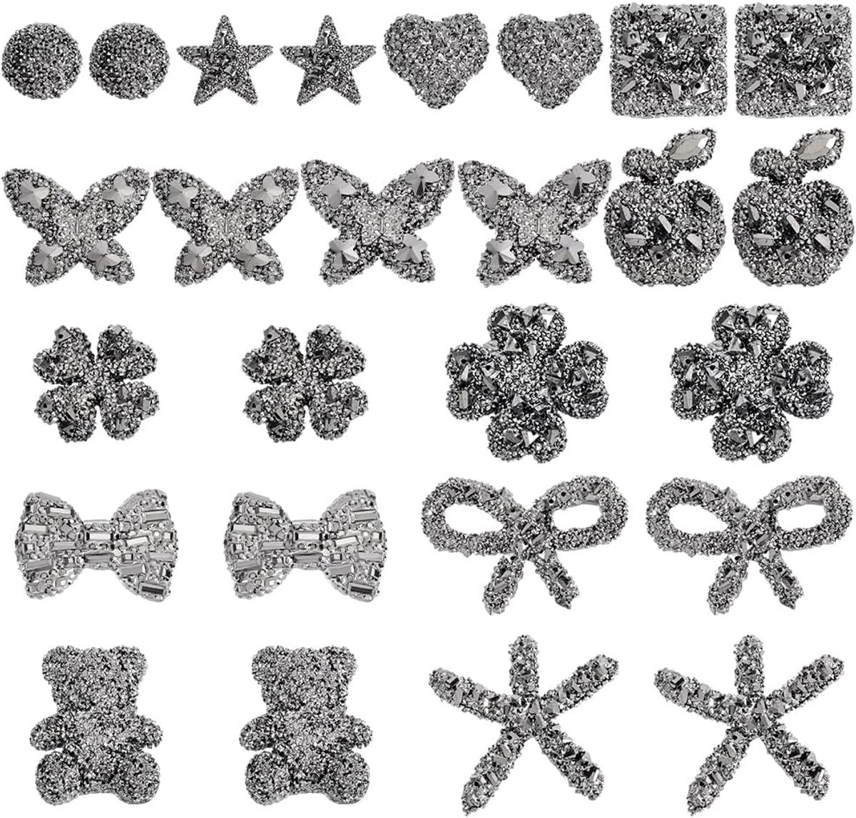 SnelShoppen - 26 Stuks Rhinestone Charms voor Afvalbak, Flat Back Bling voor Afvalbak Sokken, Telefoonhoesjes, DIY, Kostuumaccessoires, 13 Stijlen