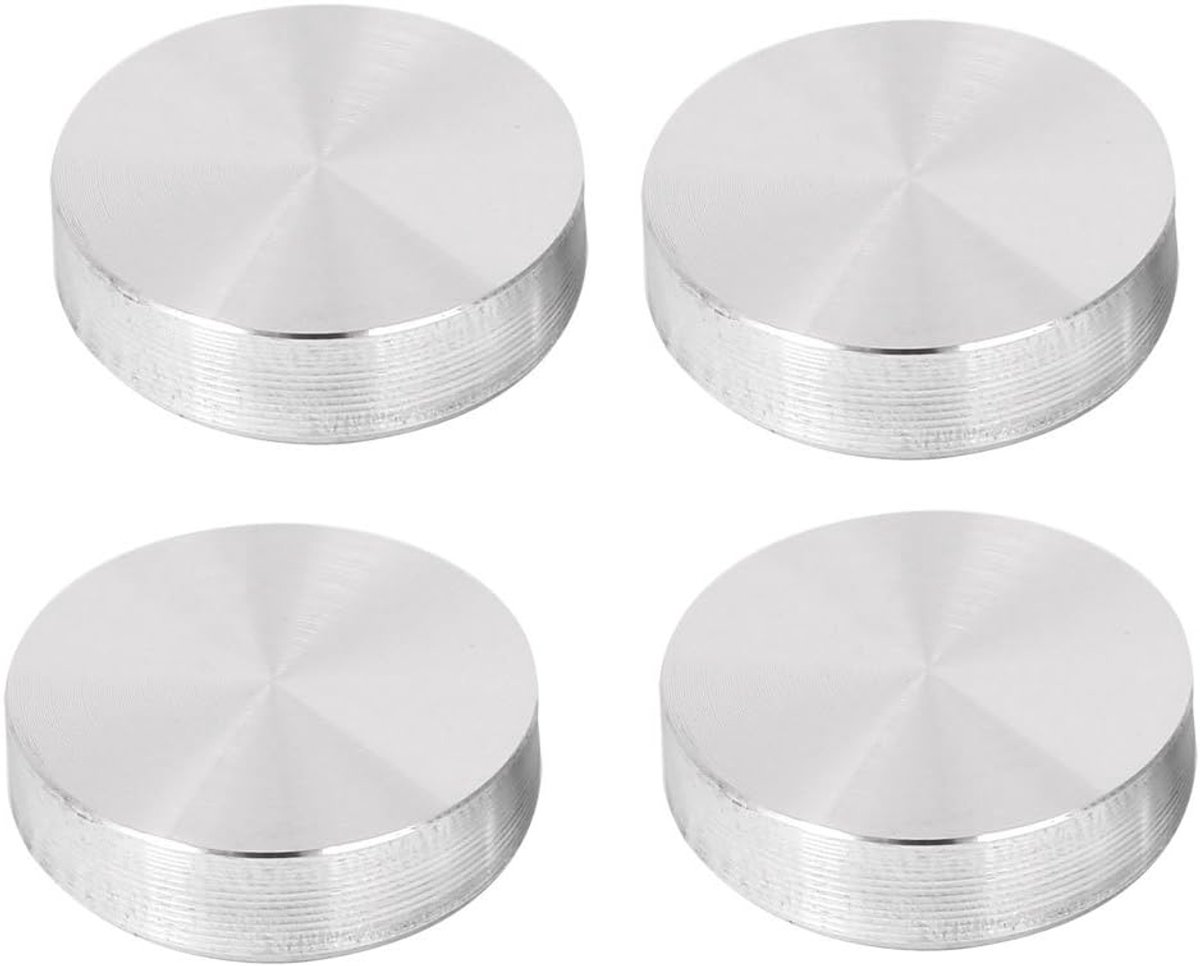 SnelShoppen - 30mm Aluminium Schijf Adapter voor Glazen Tafelblad M6 Draad - 4 Stuks - Zilverkleurig - Stevig en Duurzaam - Perfect voor Meubels en Ta