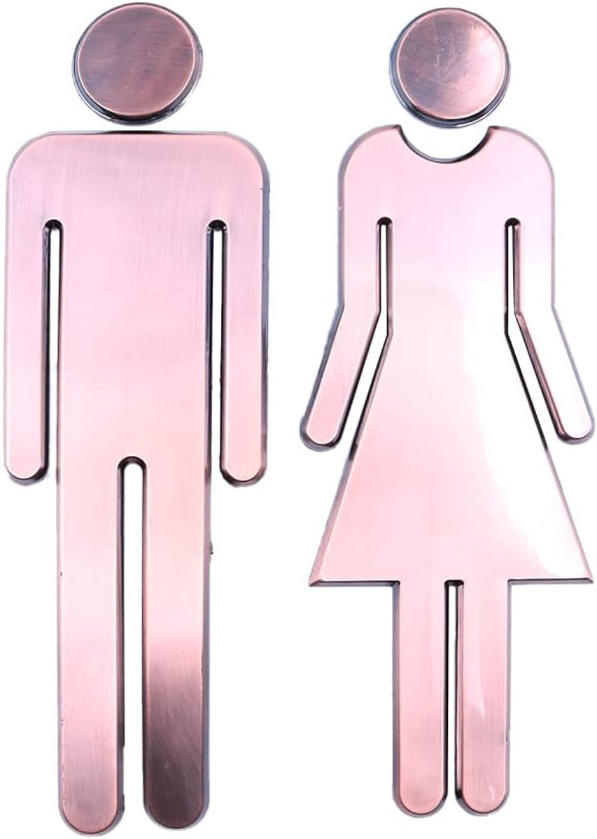 SnelShoppen - 2 Stuks Zelfklevende Toiletdeurbordjes voor Dames en Heren, Reflecterend, 20cm, Duurzaam ABS Materiaal, Ideaal voor Hotel, Restaurant, W