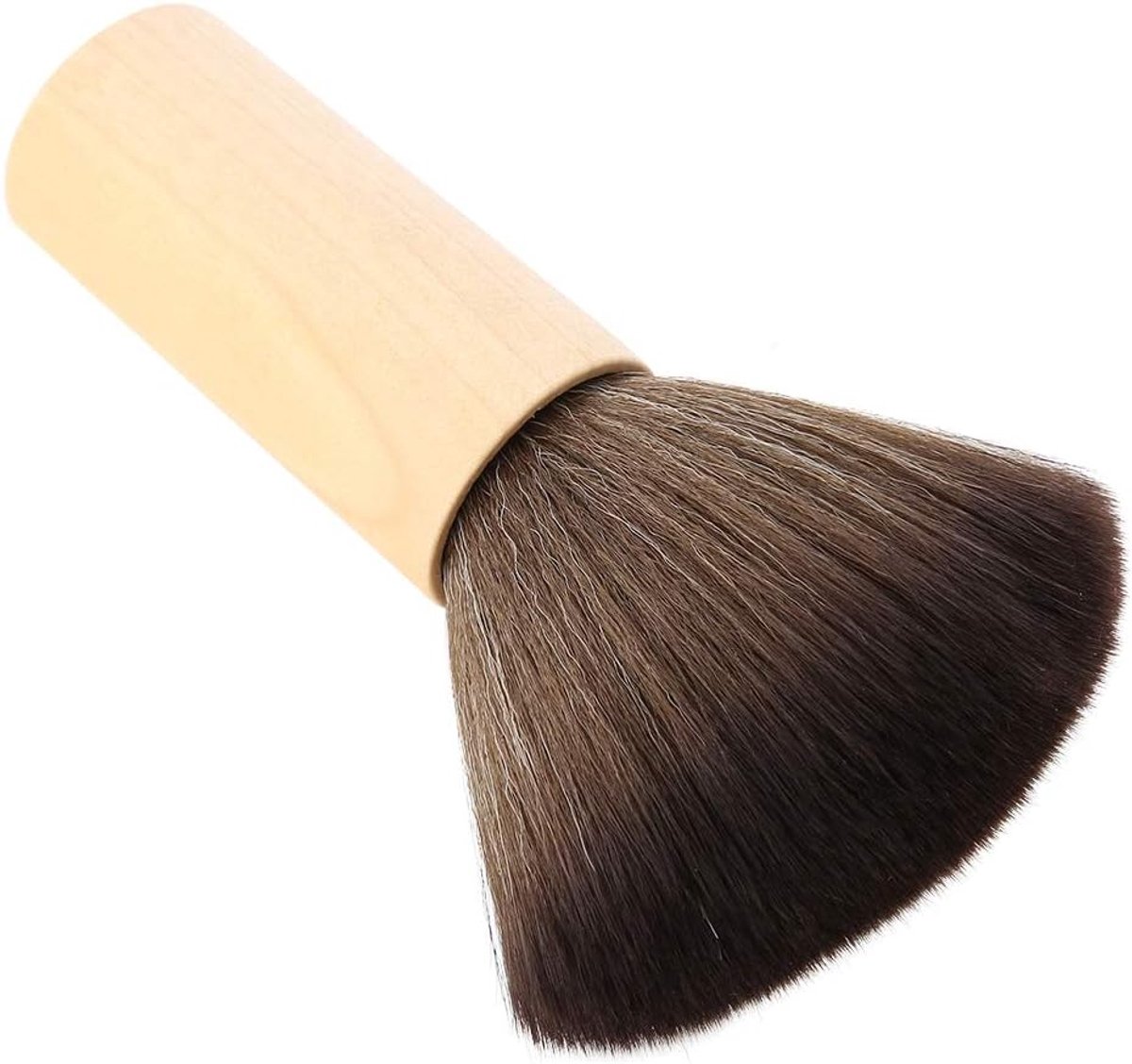 SnelShoppen - Lichtbruine Barbier Nek Duster Borstel, Hoogwaardige Fiber Haarborstel voor het Veeg van Haar, Houten Handvat, Ultra-Zachte Vezels, Prof