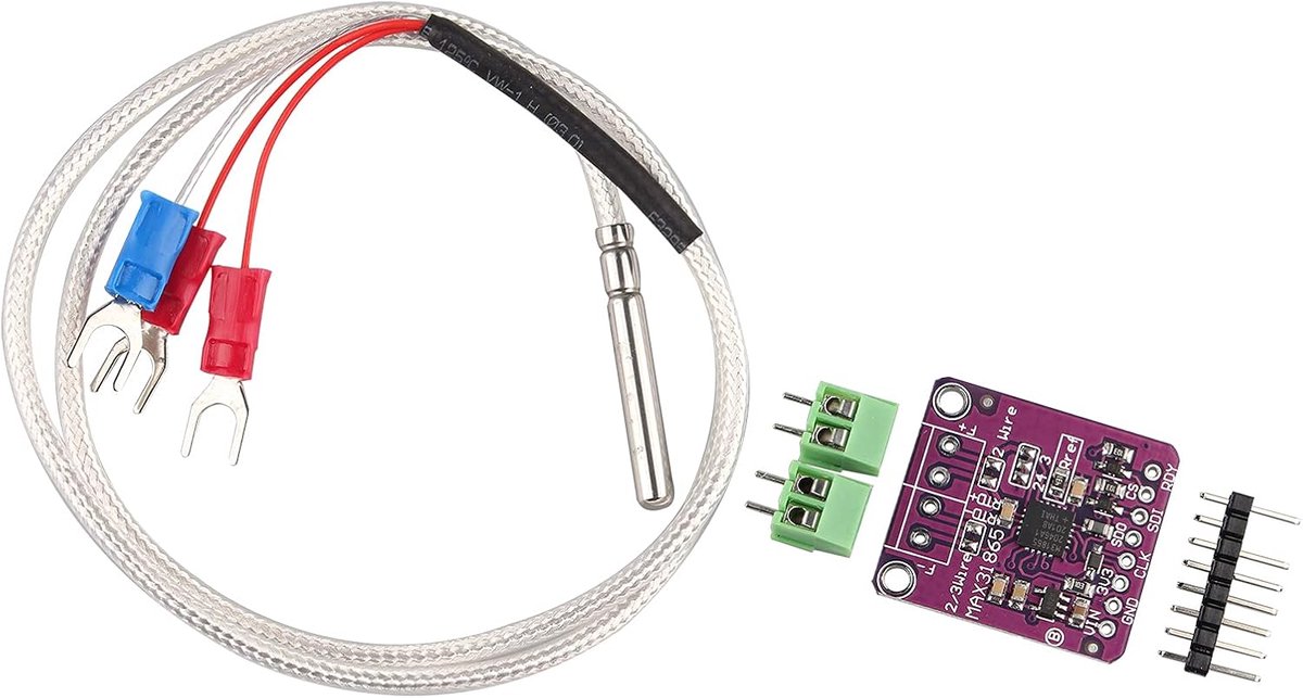 SnelShoppen - MAX31865 Module met PT100 tot PT1000 Temperatuur Sensor Amplifier + 55cm PT100 Probe Kabel - Digitale Temperatuurmeter voor Nauwkeurige