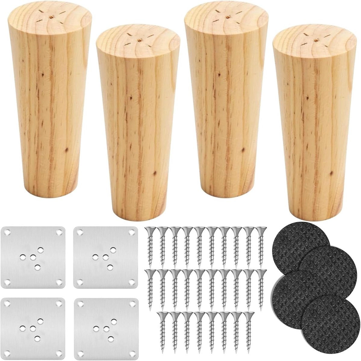 Wooden Furniture Legs,Wooden Table Legs,15cm Tapered Replacement Furniture Legs,Wooden Furniture Feet,Oak Table Legs - ShopVlot