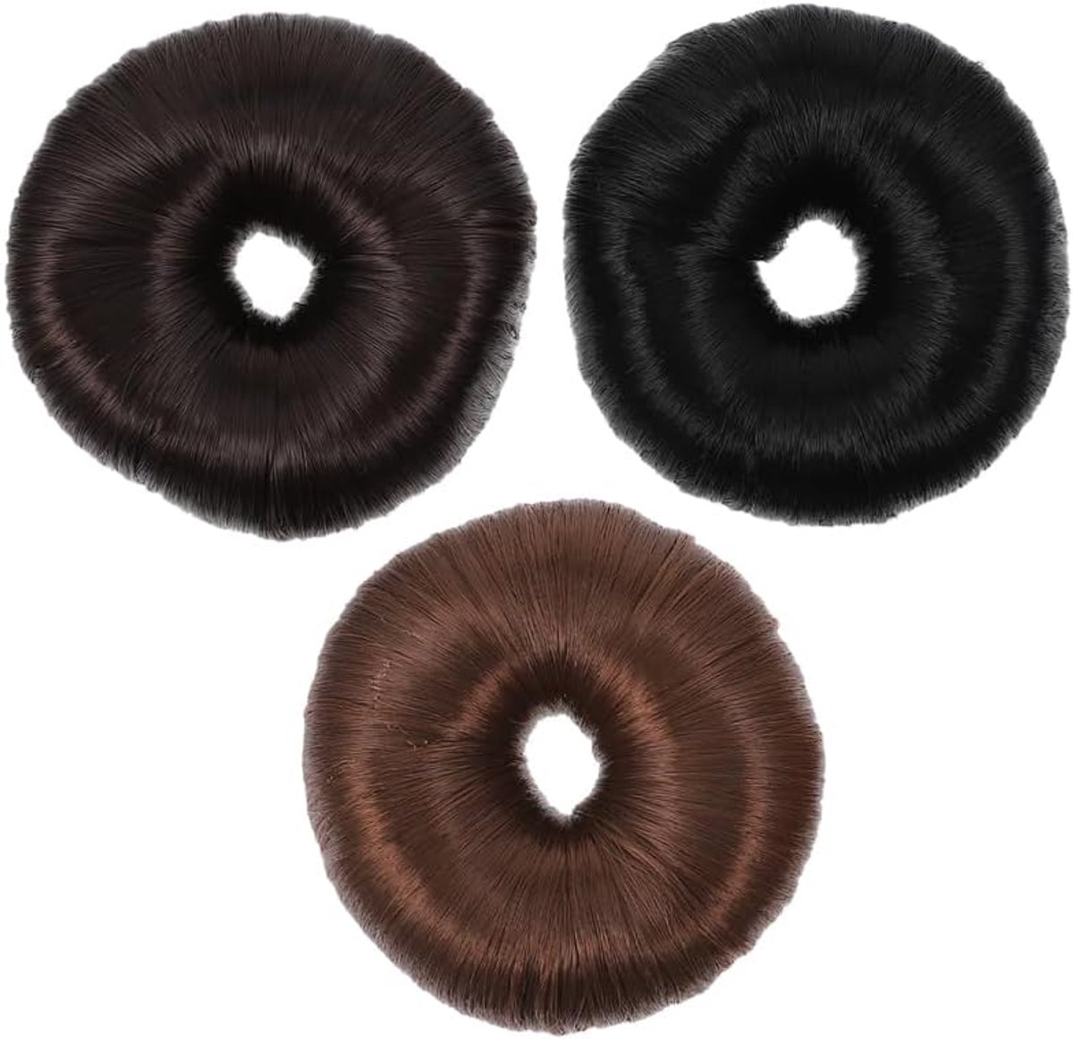 SnelShoppen - Haarknot Elastiekjes voor Volumineuze Kapsels, 3 Stuks, Elastisch Materiaal, Haaraccessoires voor Dames, Natuurlijke Look, Perfect voor