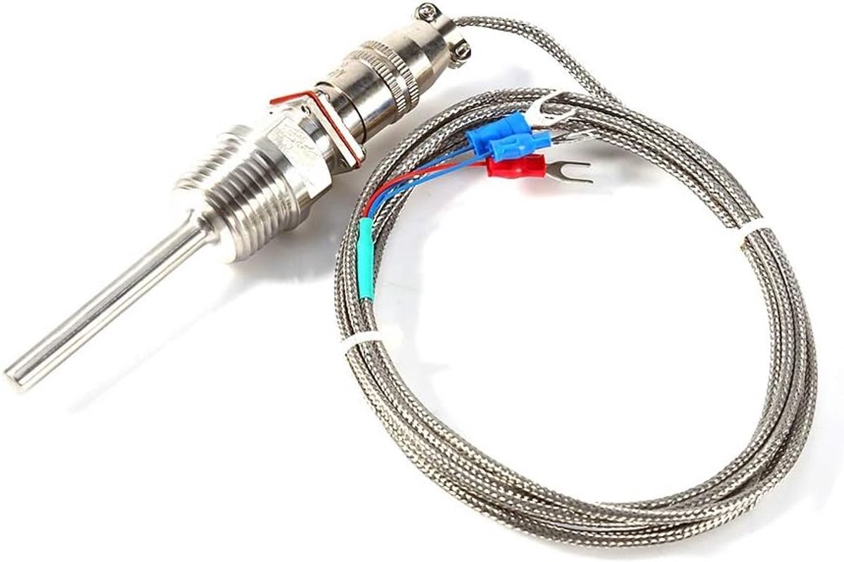 SnelShoppen - FTVOGUE Temperatuur Sensor PT100 INOX 304 4-puntsdraad 2m Draad - Nauwkeurige Meting, Hoge Temperatuur, RVS, Perfect voor Industrie en L