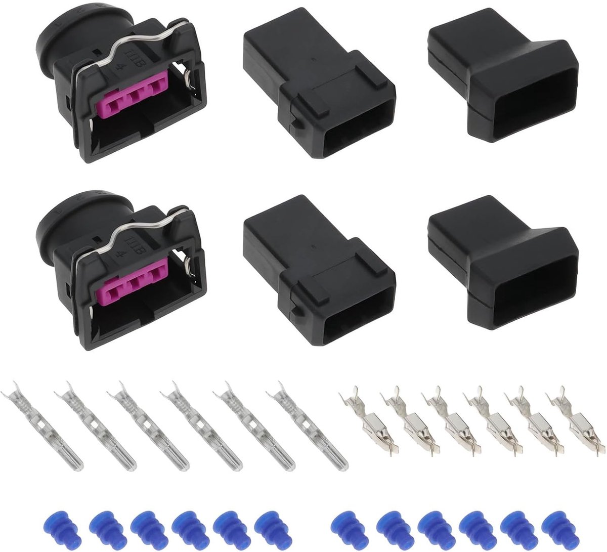 SnelShoppen - EMSea 2 sets 3-pins vrouwelijke mannelijke auto bedrading connector kit geschikt voor Bosch EV1 interface systemen, duurzaam plastic, 3-