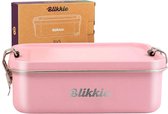 Boîte à lunch Blikkie en acier inoxydable avec séparateur - Boîte à lunch pour enfants - Boîte bento en acier inoxydable - Sans BPA - Facile à ouvrir - 1200 ml - Rose
