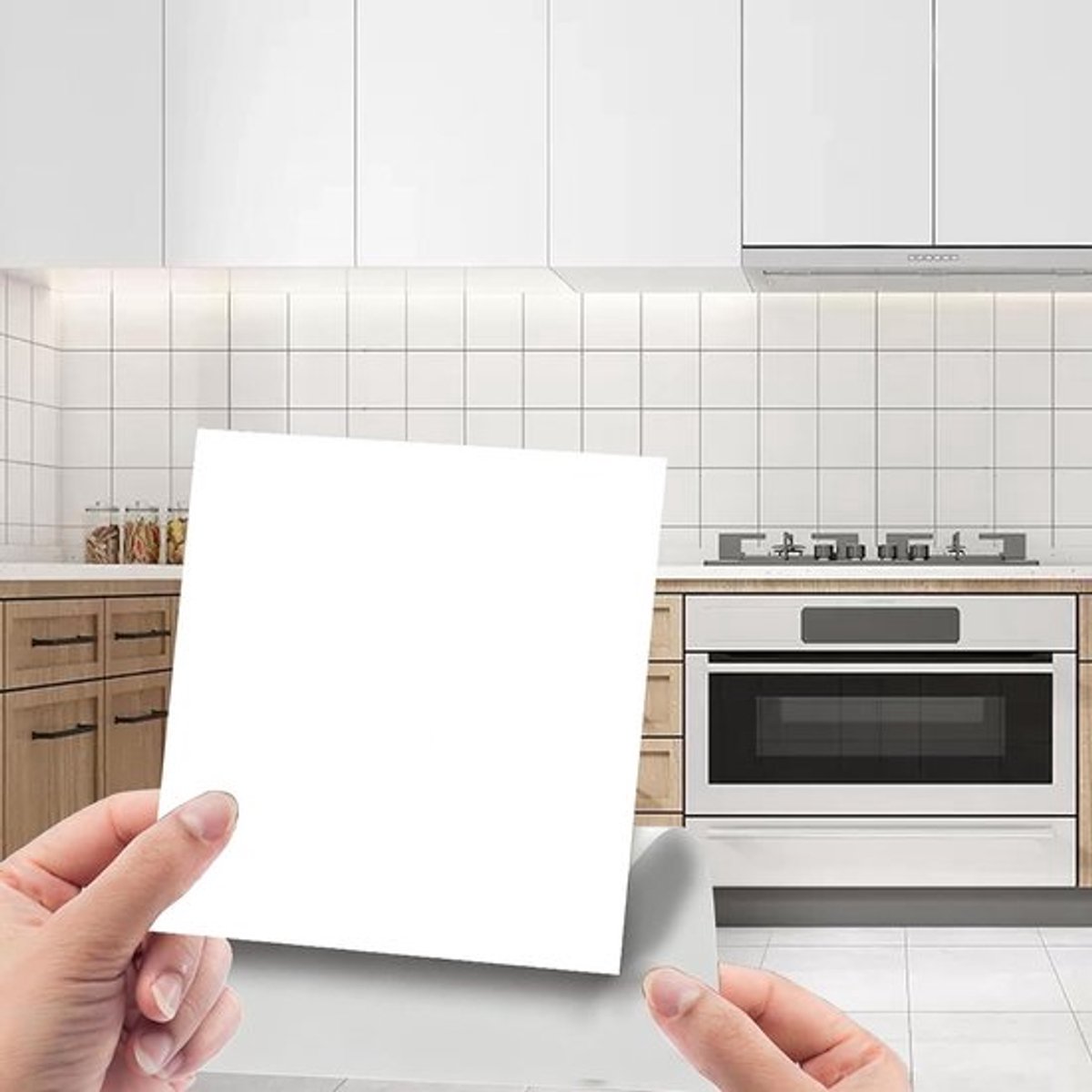 Zelfklevende Tegelstickers 15 x 15 cm - Waterdichte Vinyl Wanddecoratie voor Badkamer en Keuken - 48 Stuks in Wit voor Makkelijk Tegelrenovatie