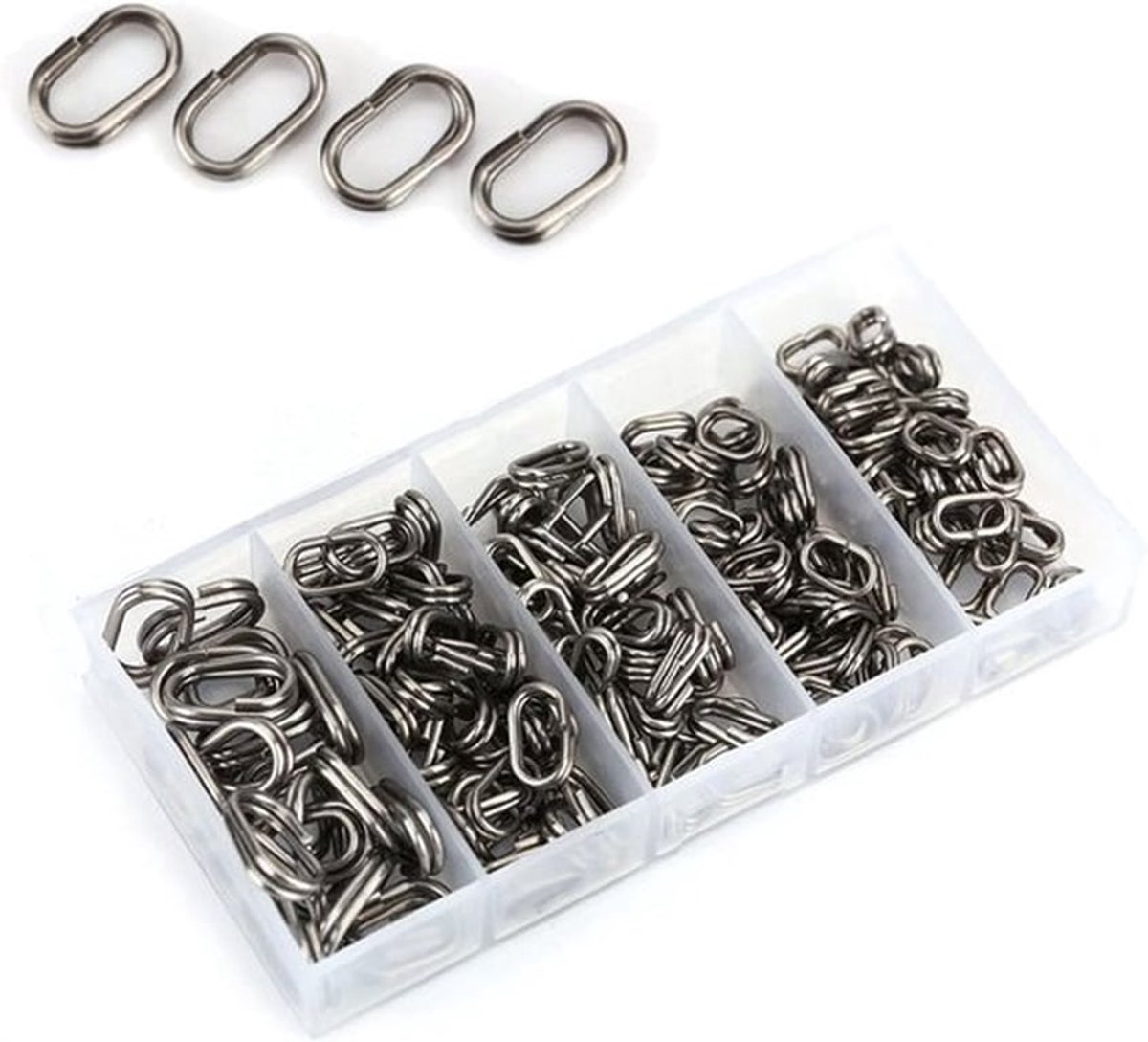 100 stuks ovale splitringen - RVS snapringen voor vissen, aasverbinder en tackle-accessoires