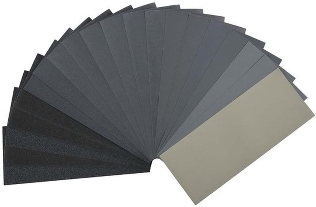 Schuurpapier Set 20 Stuks - Schuurpapier 120-5000 - Waterdicht - Antislip - Zwart Siliconen Carbide - Voor Handmatig Schuren - Schuurvellen
