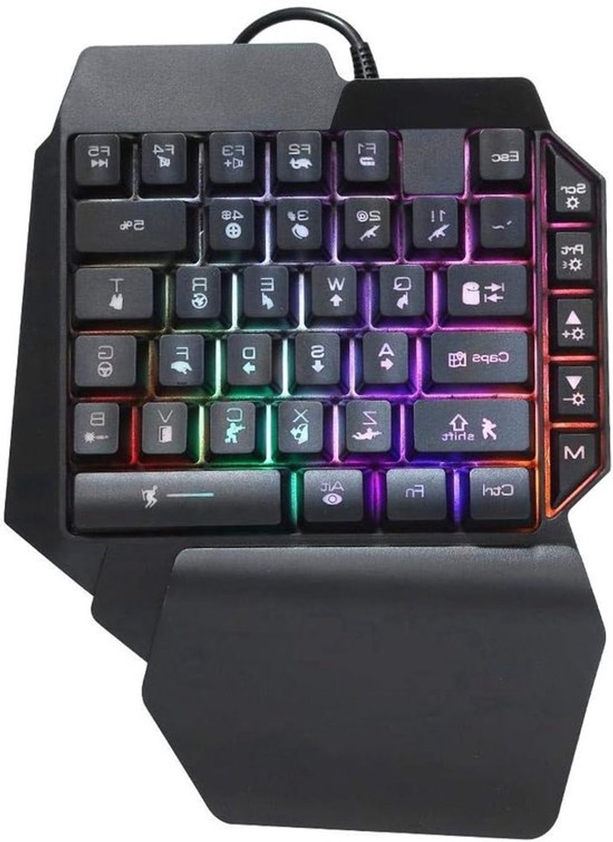 Gaming Toetsenbord met 39 Toetsen, Bedraad en Mechanisch, Licht Effecten voor PUBG en andere Spellen