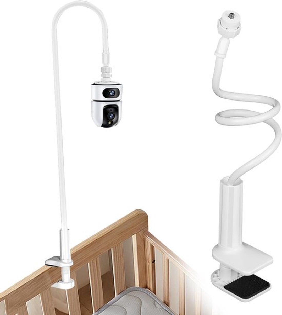Verstelbare Camera Beugel voor Binnen en Buiten, Metalen Bevestiging met 1/4 Inch Schroefgat, 360 Graden Draaibaar voor Beveiligingscamera's en Toezichtsystemen, Wit
