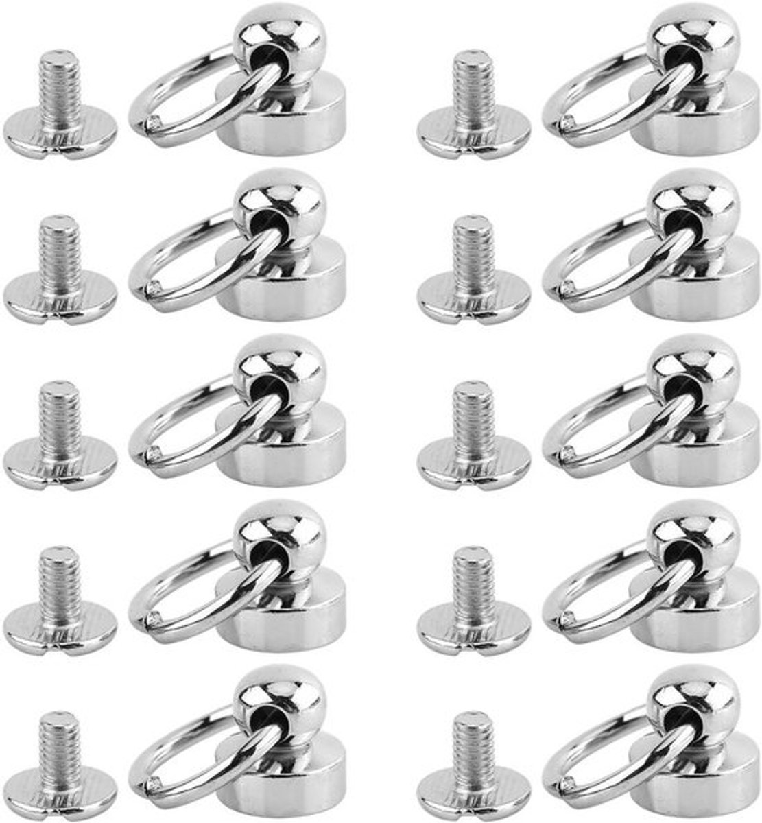 10 Stuks Drukknoppen 9mm Rond voor Ambachten, Leer, Telefoonhoesjes en Decoratie, Zilver