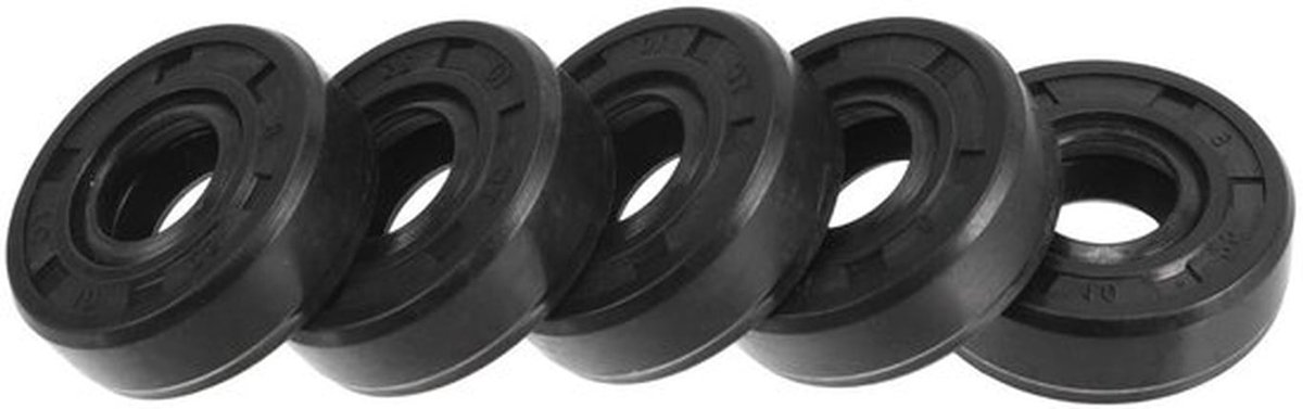 Dubbele Lip Olieafdichting 10x25x8mm met Roterende Veerstalen Afdichtingsring - Hoge Druk Rubber NBR, 5 Stuks voor Betrouwbare Sluiting en Duurzaamheid