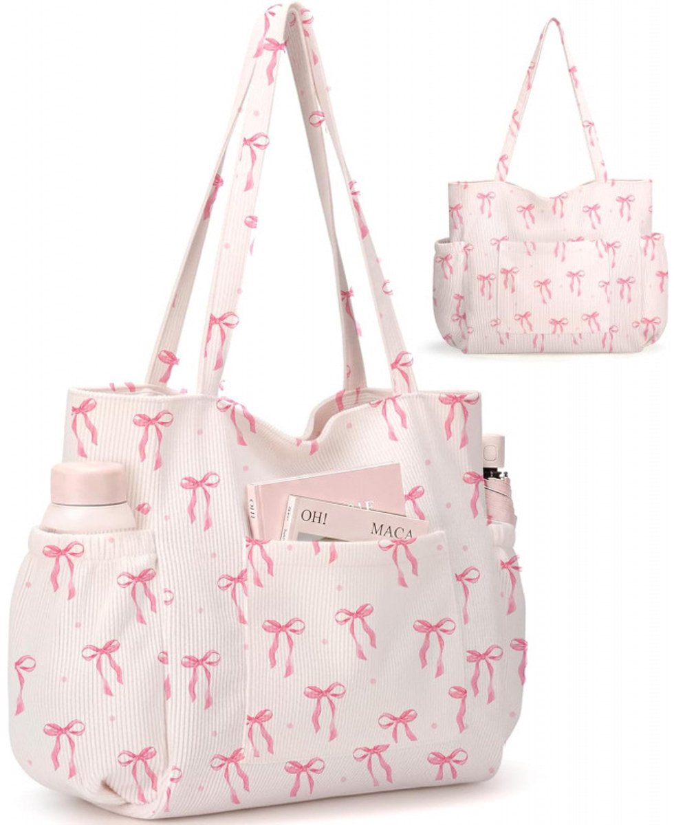 Grote Strandtas Dames - Handtas & Crossbody Tas Bag - Lichtgewicht - Voor Handdoek & Zonnebrand - VoorVakantie & Strand - Roze