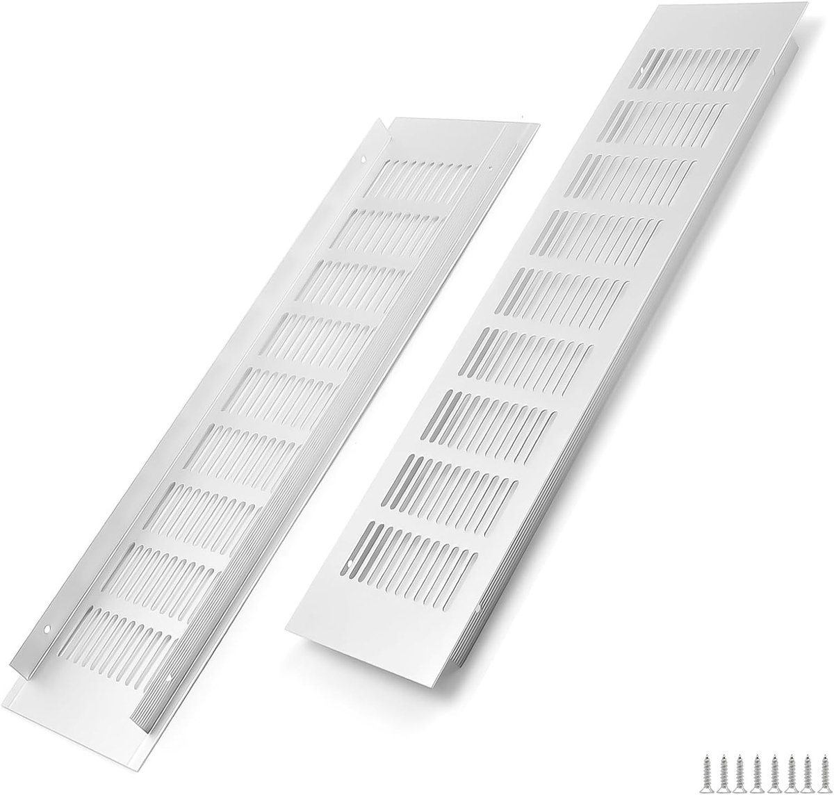 SnelShoppen - 2 stuks aluminium ventilatierooster 400x100mm zilver rechthoekig - ventilatierooster voor kasten, slaapkamers en deuren