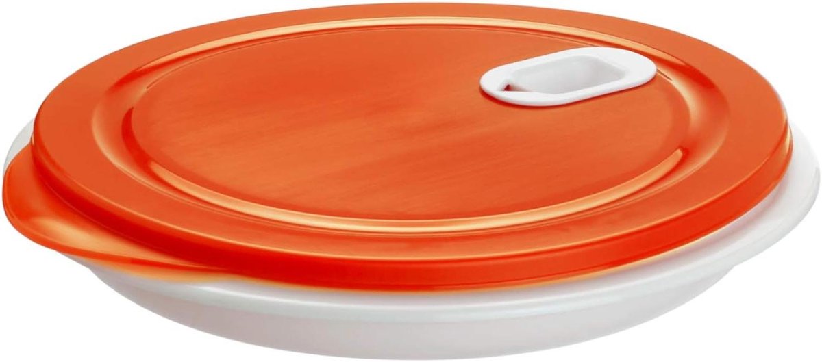 Magnetronschaal met deksel - Maaltijdcontainer lunchbox - Voedsel verwarmen - Uitneembare tussenschot - 1.2 liter - Wit rood