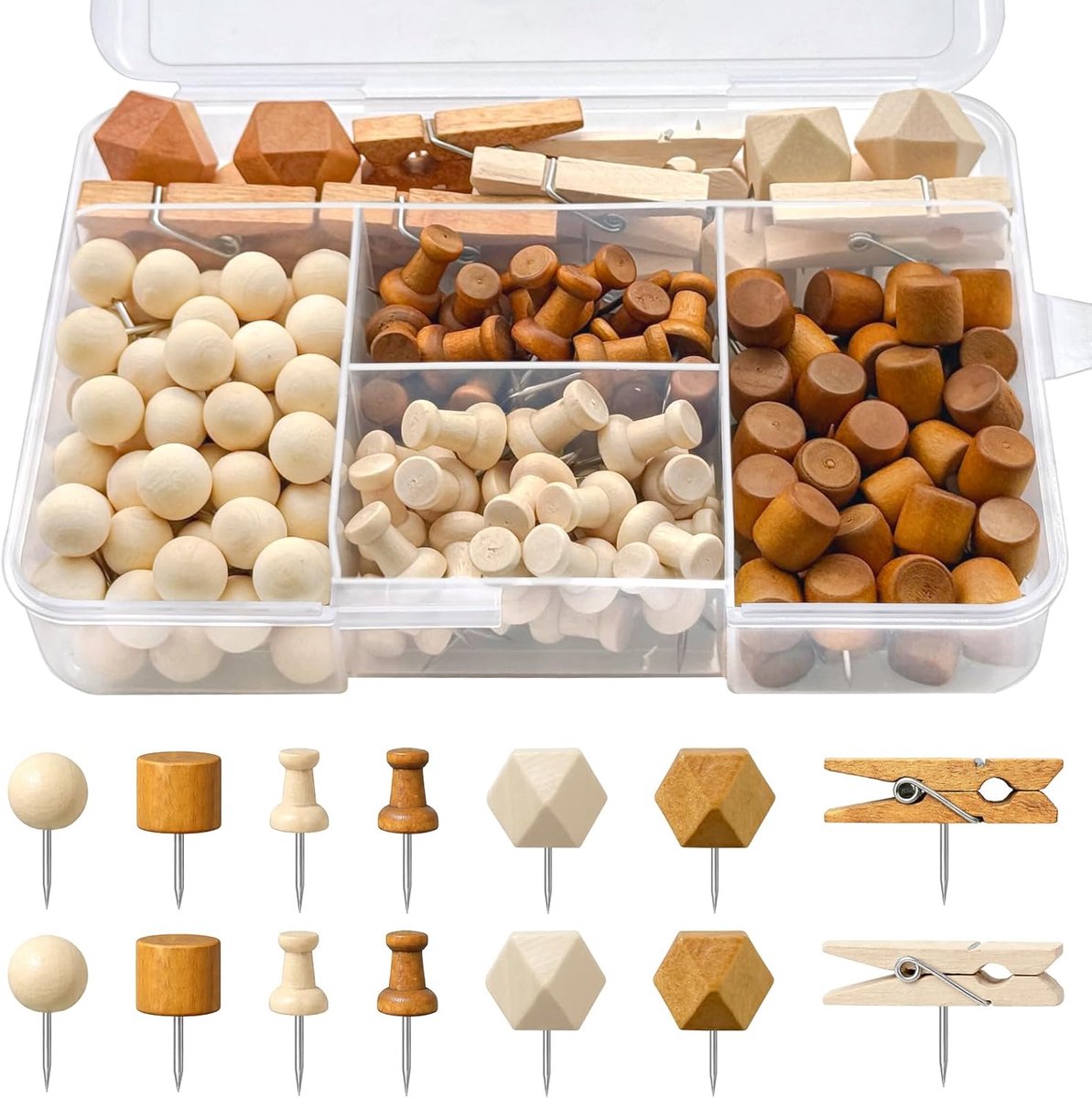 200 pieces wooden push pins, push pins (200) - ShopVlot