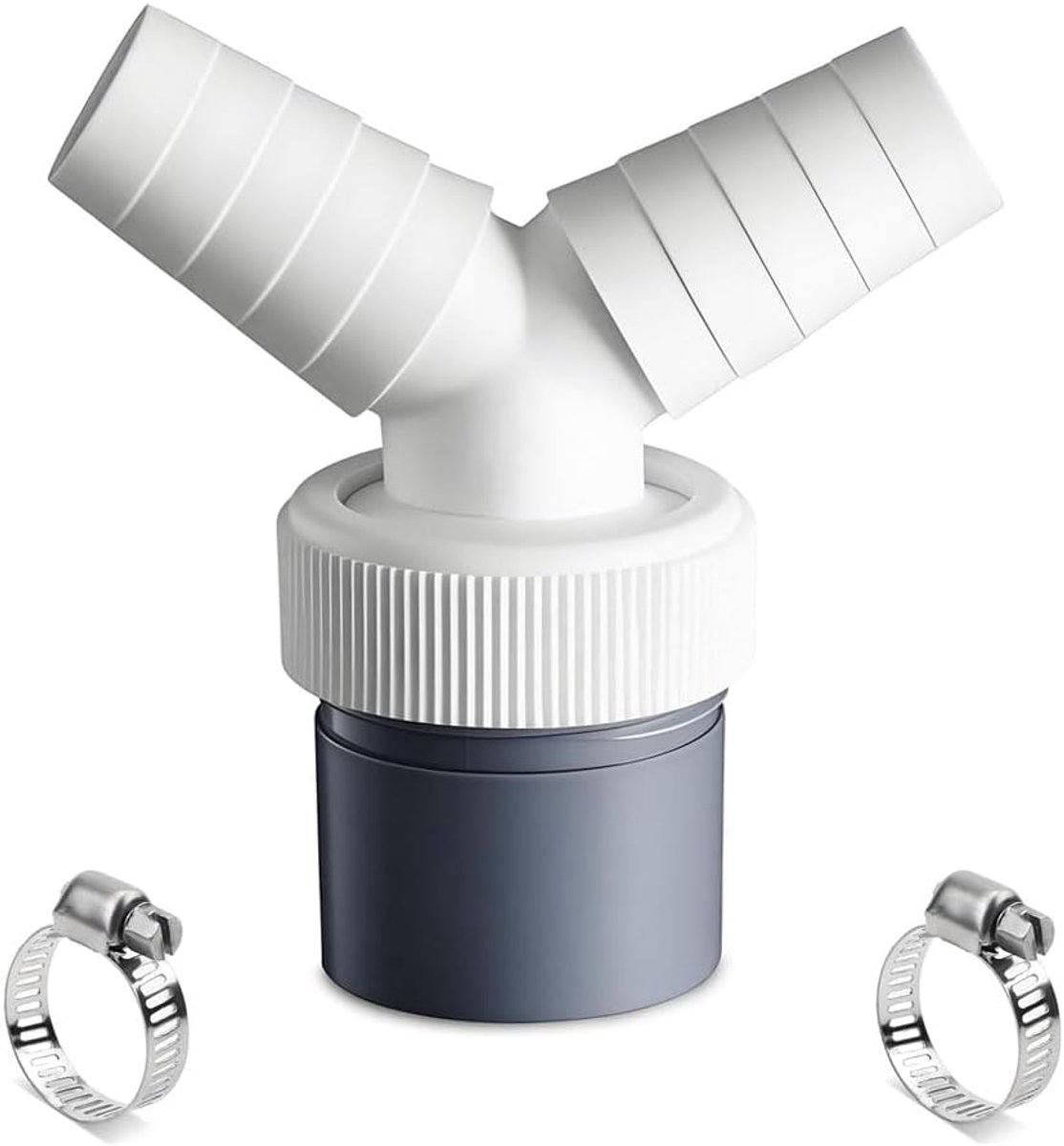 SnelShoppen - Voarge Wasmachine Afvoer Y-Adapter Dubbele Aansluiting voor Vaatwasser, Afvoer voor Pijpdiameter 40 mm en Ingang Ø18-24 mm, Inclusief 2