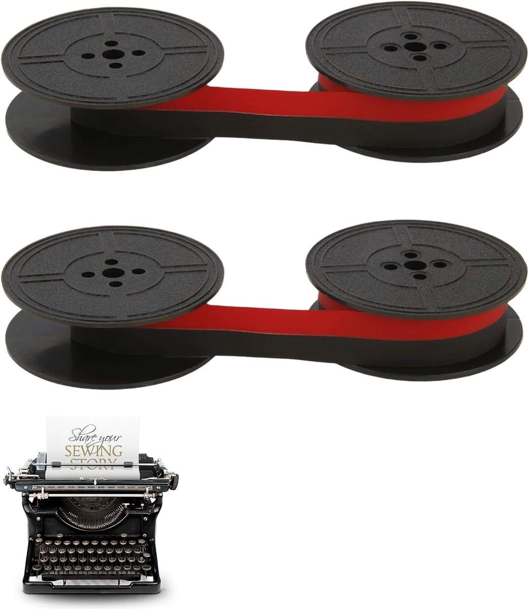 SnelShoppen - Pack van 2 inktlinten voor typemachines, typewriter tape, compatibel met klassieke modellen DIN 2103 32755, hoge kwaliteit kleur lint vo