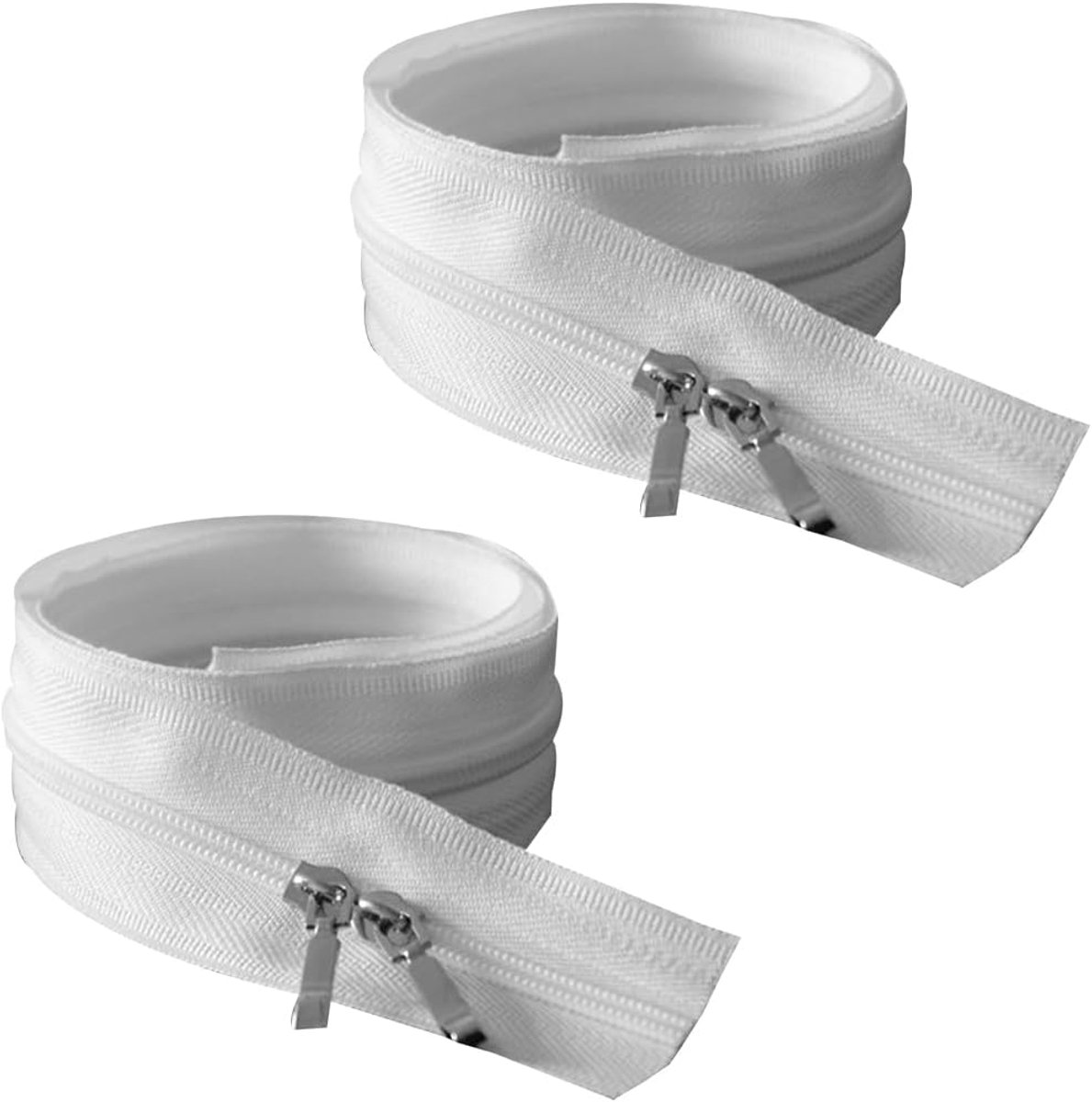 Quesuc 2 Zips for Bed Linen, Plastic, Non-Divisible, 100 cm, White with Special Bedding Slider. - ShopVlot