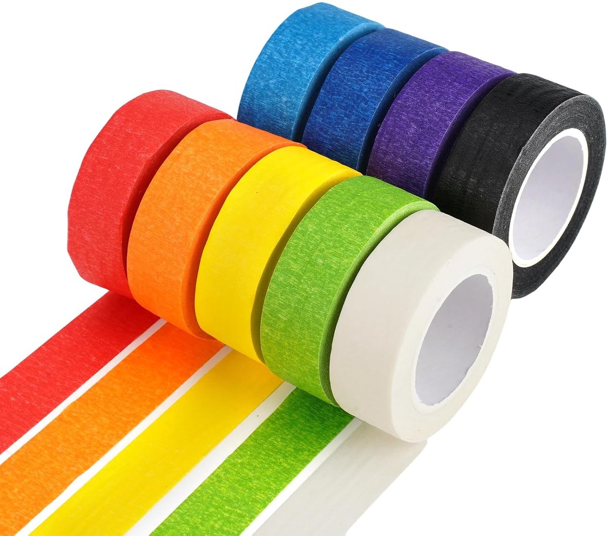 Crepe tape 20mm x 13m - kleurrijk - 9 rollen - ideaal voor knutselen - ShopVlot
