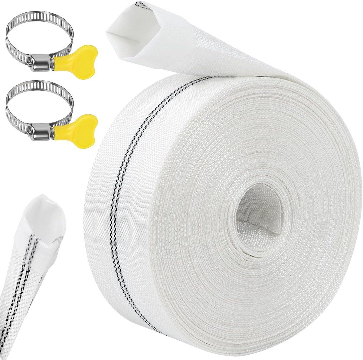 SnelShoppen - Tissue Slang 1 1/2 Inch (38 mm) Plat, Pomp Slang 10 m met 2 RVS Slangklemmen, Industriële Slang voor Dompelpompen, Tuinirrigatie, Landbo