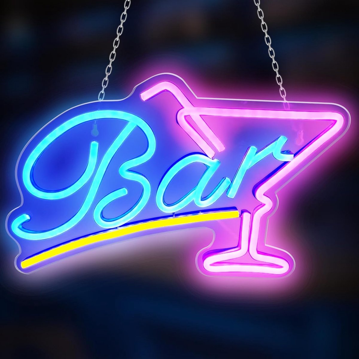 SnelShoppen - Neon Licht Signaal voor Bar, Club, Nachtclub, Restaurant, Winkel, Feestdecoratie - LED Verlichting in Koel Blauw en Roze, Robuust Materi