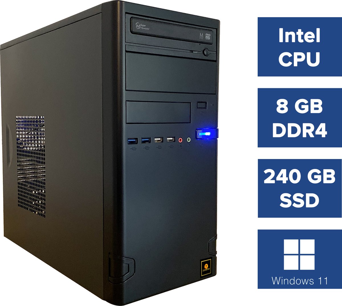 Zonbird Desktop PC Solid – Intel G5905 – 8 GB geheugen – 240 GB SSD – Windows 11 Pro