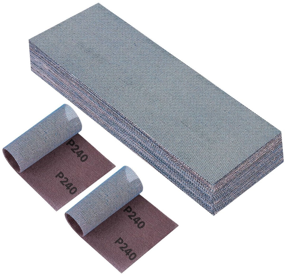 SnelShoppen - Pack van 25 Net Schuurstrips 80 x 230 mm, Professionele Ceramische Schuurmesh, Schuurpapier Korrel 240, Voor Hand- en Excentrische Schuu