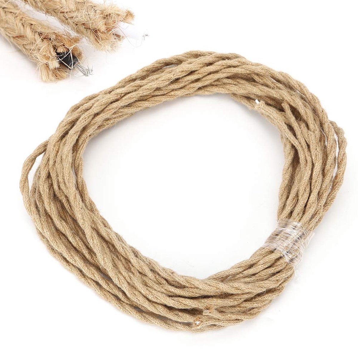 SnelShoppen - Vintage Jute Touw Elektrische Kabel 10m - Duurzaam DIY Verlichting voor Kroonluchters - Koper 0.75mm² - Geschikt voor Feesten en Decorat