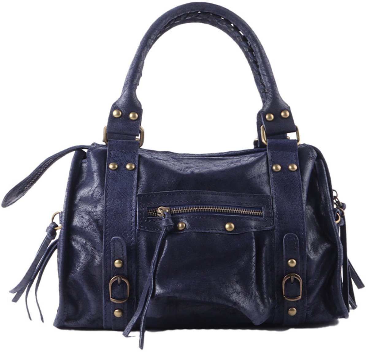 Giuliano lederen handtas Lavinia - Dames - Made in Italy - Donkerblauw