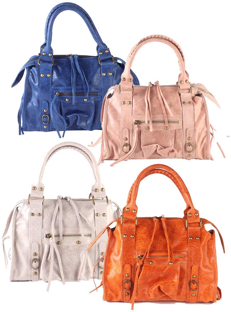 Giuliano lederen handtas Lavinia - Dames - Made in Italy - Nude