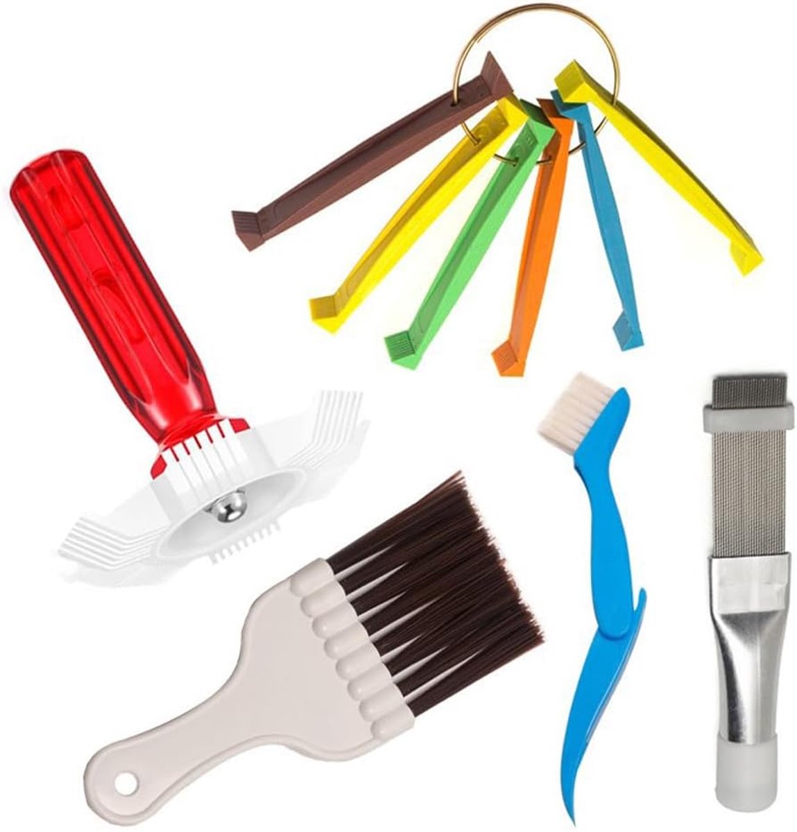 SnelShoppen - 5PCS AC Coil Fin Cleaner Set, Airconditioner Vinnen Kam, Borstel Stof Kam, RVS Capacitor Gap Schoonmaak Borstel voor AC Unit Radiator