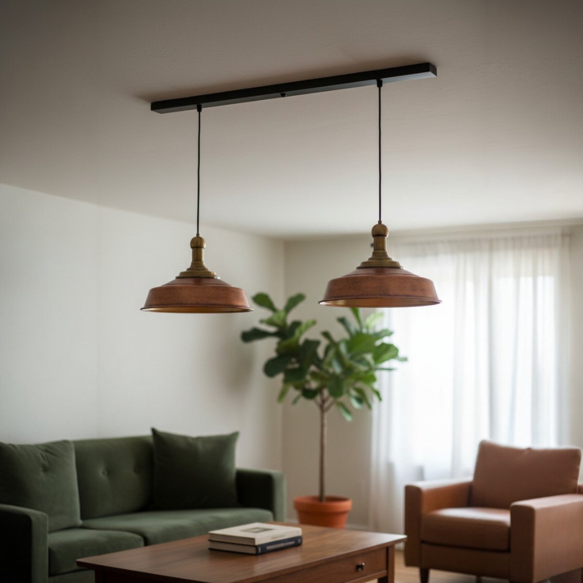 Bamyum Asletl hanglamp, industriële Modern stijl, Ø41 cm, koper/brons metalen lamp