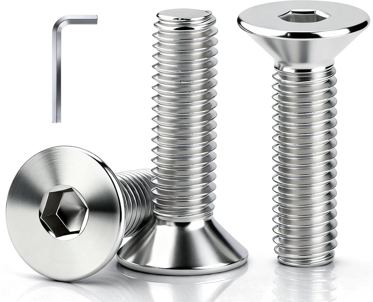 Countersunk Head Screws, Pack of 17 Thread Screws, M8, Hex Socket M8 x 25mm, Stainless Steel, Countersunk Head - ShopVlot
