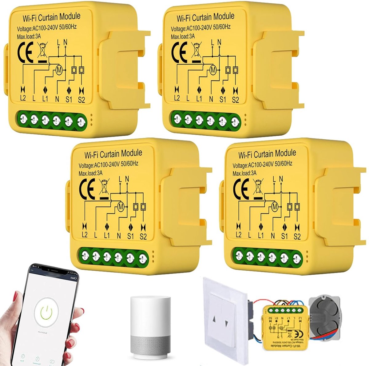 Rolluikschakelaar WiFi - Slimme module met tijdinstelling - Geschikt voor gordijnen en markiezen - SnelShoppen