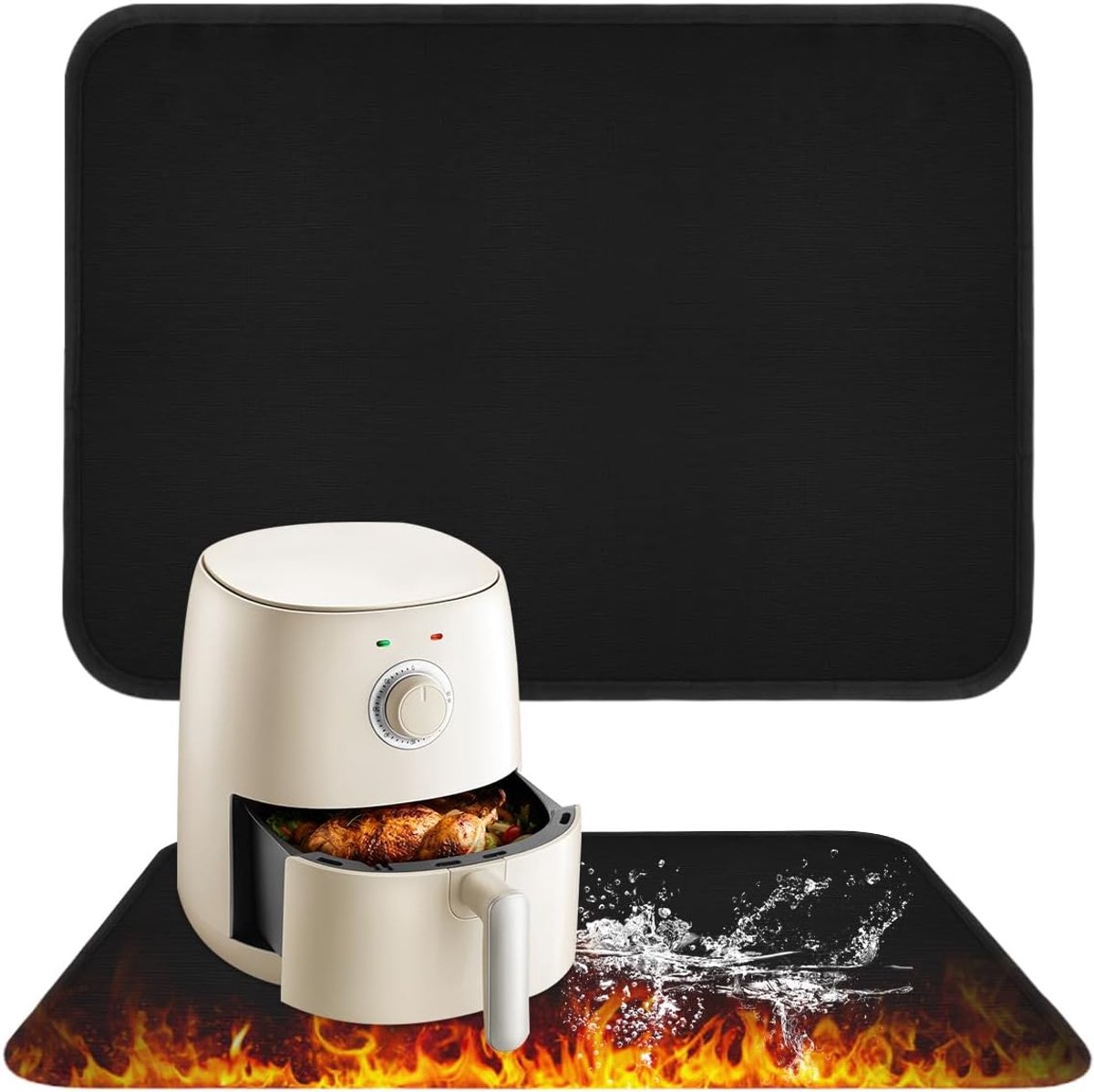 Hittebestendige Mat Voor Heteluchtfriteuse, Hittebeschermingsmat 45 x 38cm Vuurvaste Onderlegger, Hittebestendige Onderlegger voor Luchtfriteuse, Magnetron, Keukenwerkblad, Antislip en Waterdicht