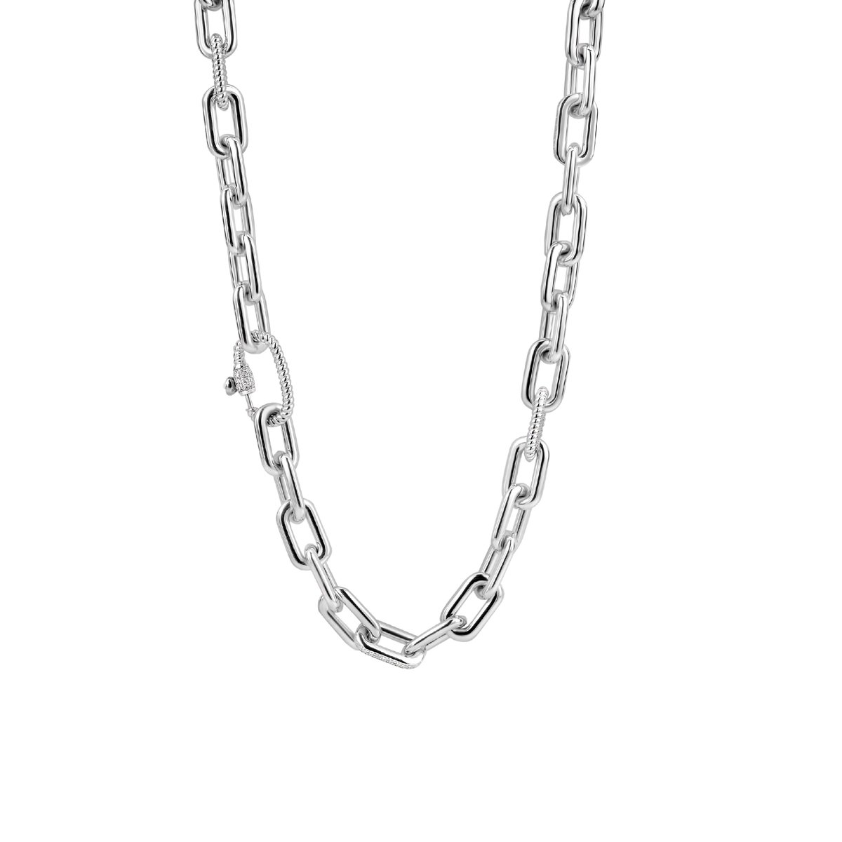 TI SENTO Dames Ketting - 925 zilver - Zirconia wit - Maat 48 - 3957ZI