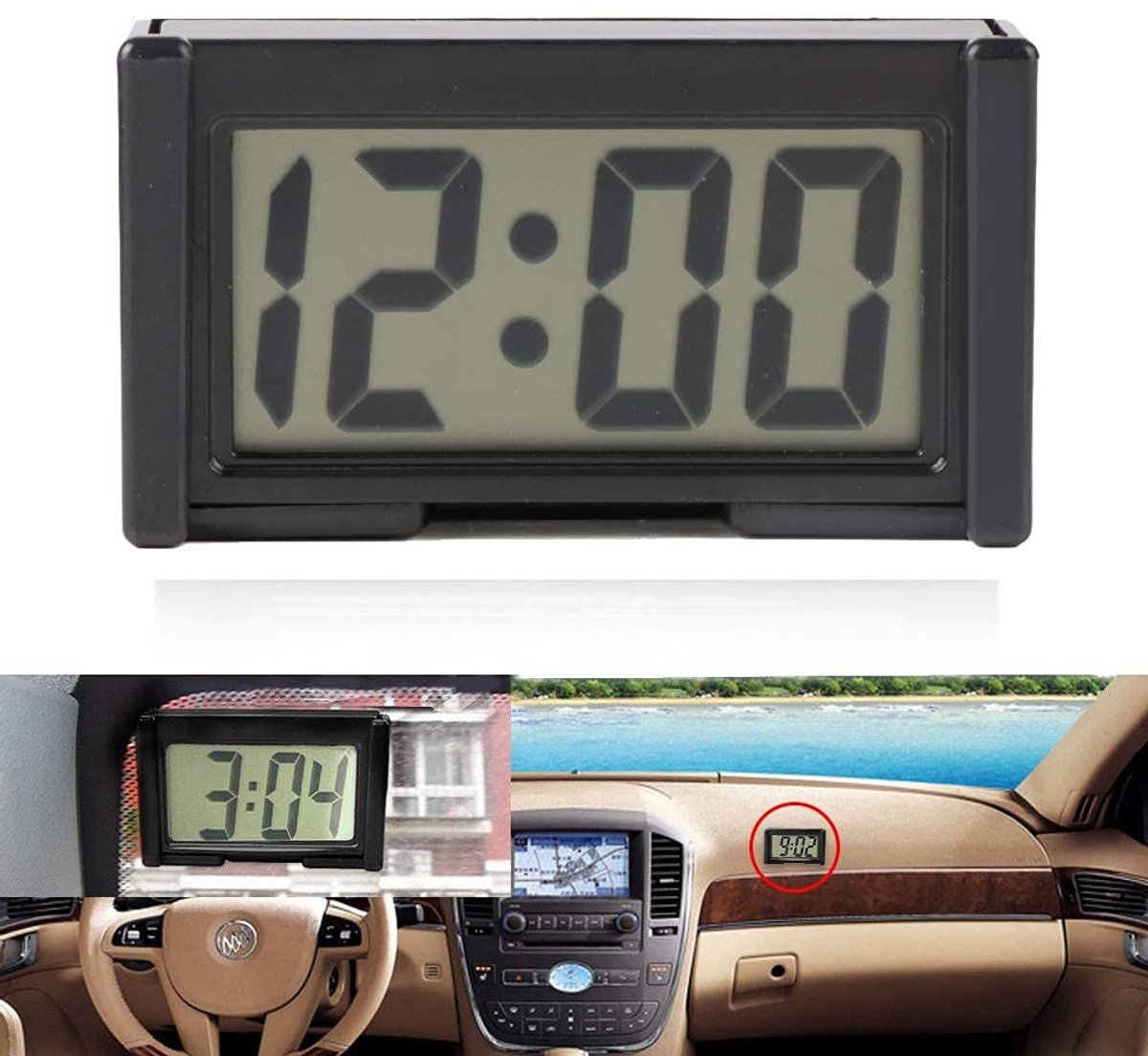 Digitale Klok voor Auto met LCD Display, Kalender en Draagbaar Ontwerp voor Dashboard, Perfect voor Kantoor en Thuis