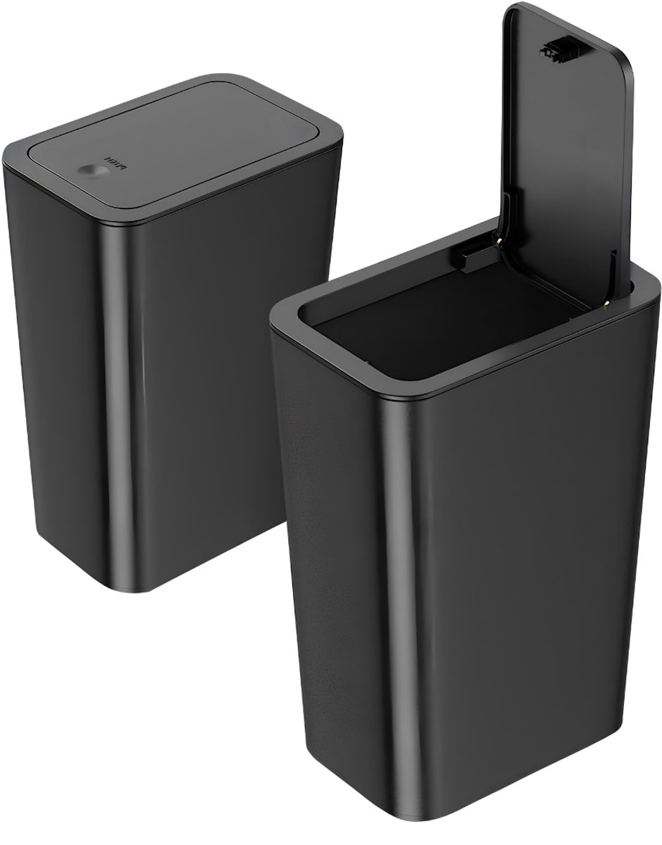 DnA® Prullenbak - Prullenbak Badkamer - Prullenmand - Zwart - 36cm x 23cm x 15cm