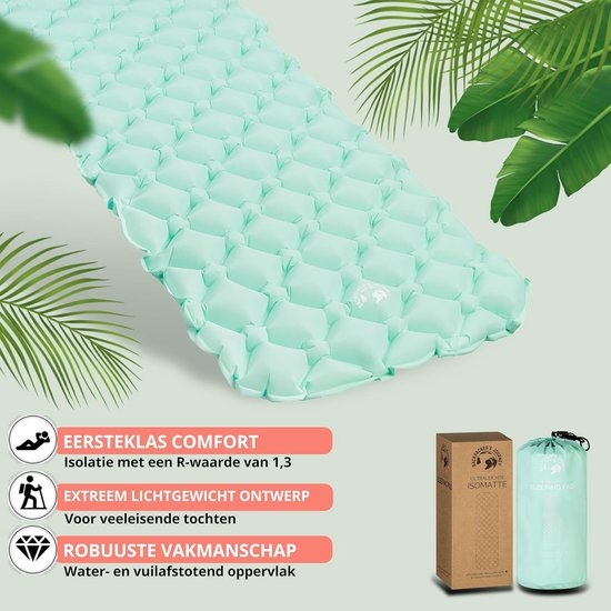 Kampeer Matras - Luchtbed Outdoor - Kamperen Wandelen - Ultralicht Compact - 192 x 58 cm - Turquoise — afbeelding 5